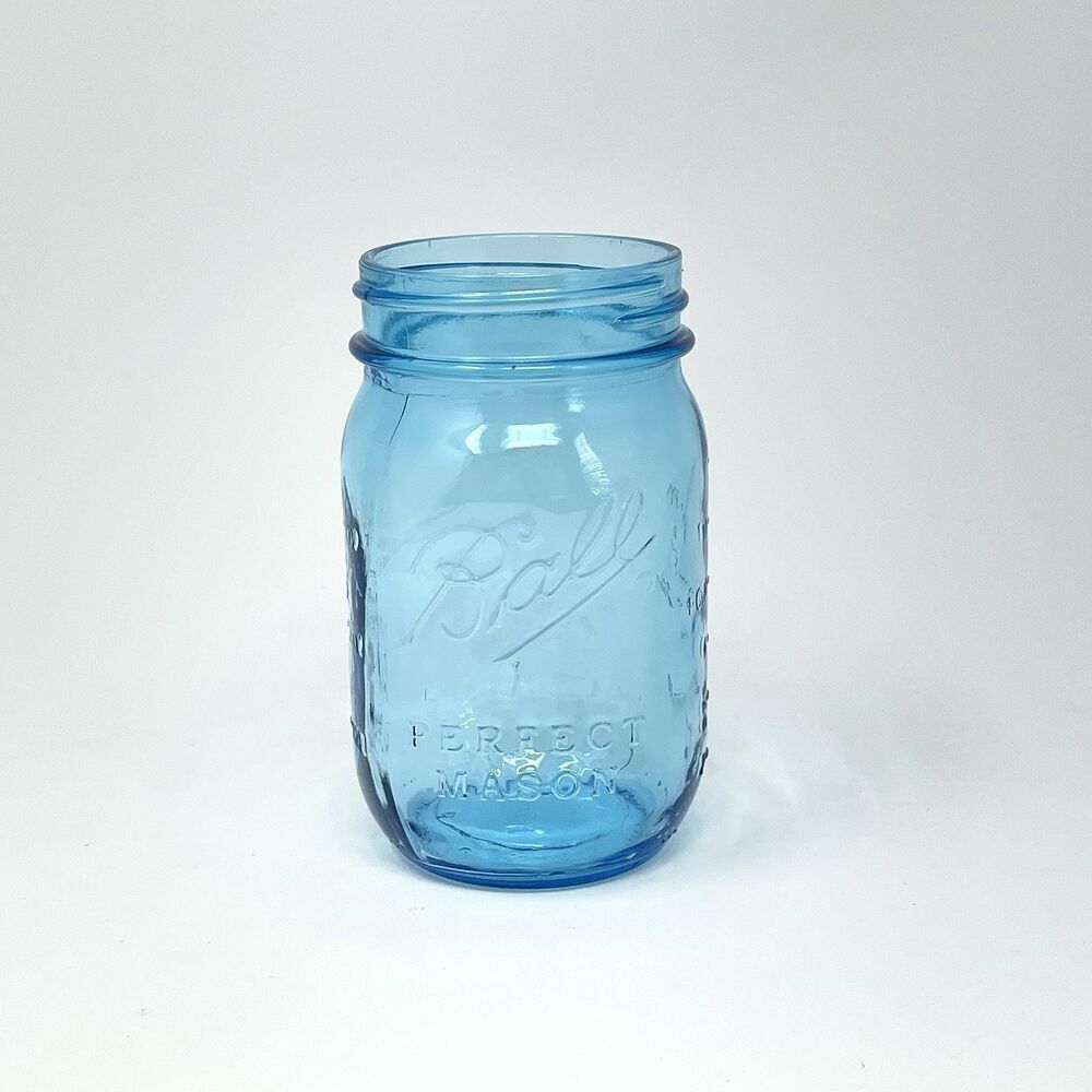 Ball Perfect Mason Canning Jar Pint 16 Oz USA NO LID Blue Turquoise Aqua
